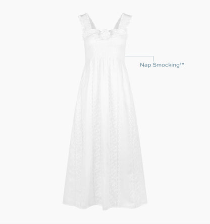 The Rosetta Nap Dress - White Broderie Voile