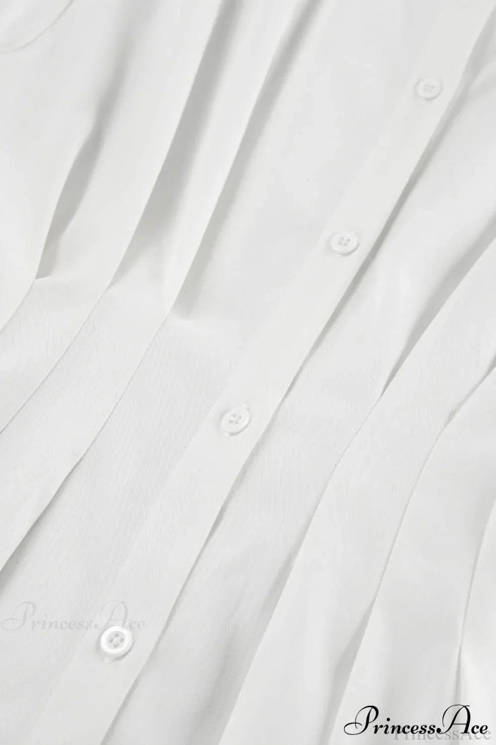 White Pleated Waist Slim Blouse