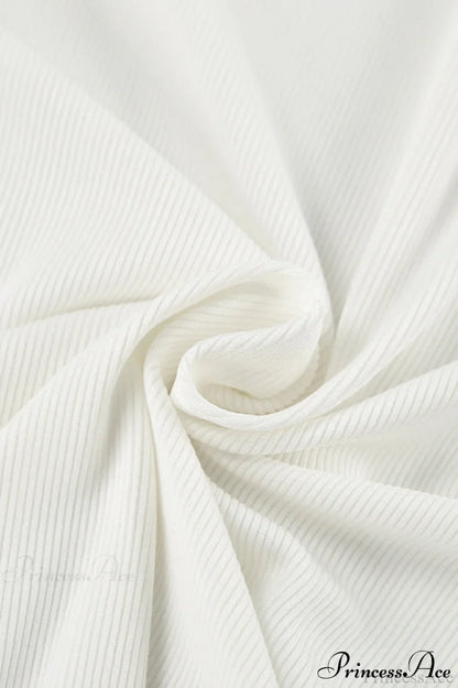 White Turtleneck Slim Knit Long Sleeve Tee
